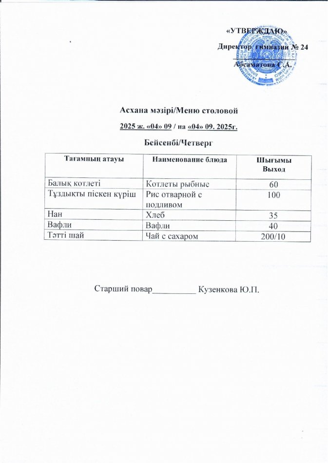 Меню на 04.09.2025
